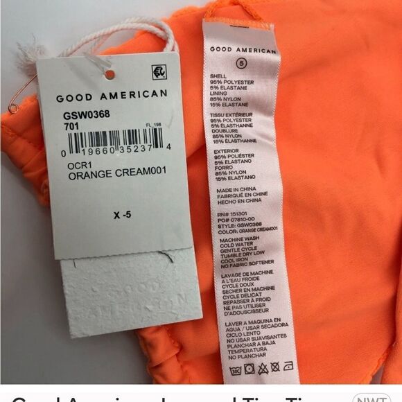 Good American Orange Cream String Bikini Top Size XS NWOT - Picture 6 of 7